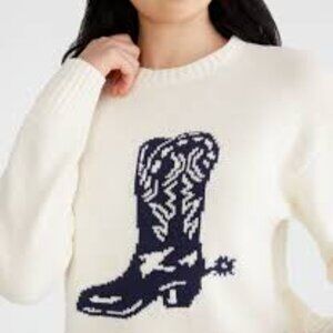 Aeropostale Cowgirl Boot Oversized Cream Knit Sweater S